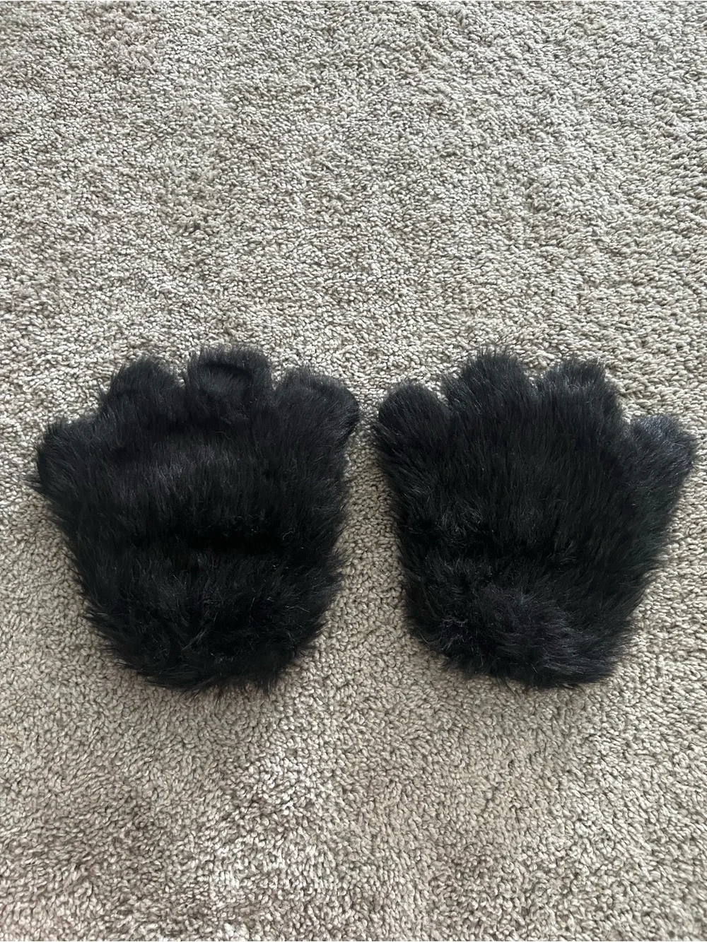Furry Mitten Black and White Cat Paws